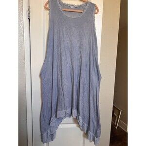 Diverse Italia Cotton Blend Blue Maxi Dress With Flounce Size XL